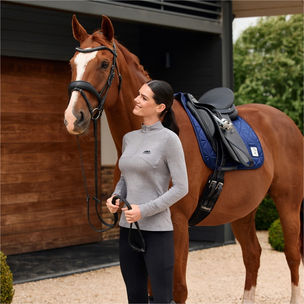 2026 WeatherBeeta Mujer 37.5 Ligero Rendimiento Manga Larga 1/4 Cremallera Zip Top 1029993007 - Navy / Mauve Wine Marle